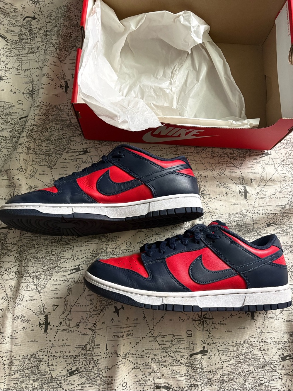 Nike Low-Top Sneakers in Navy and Red